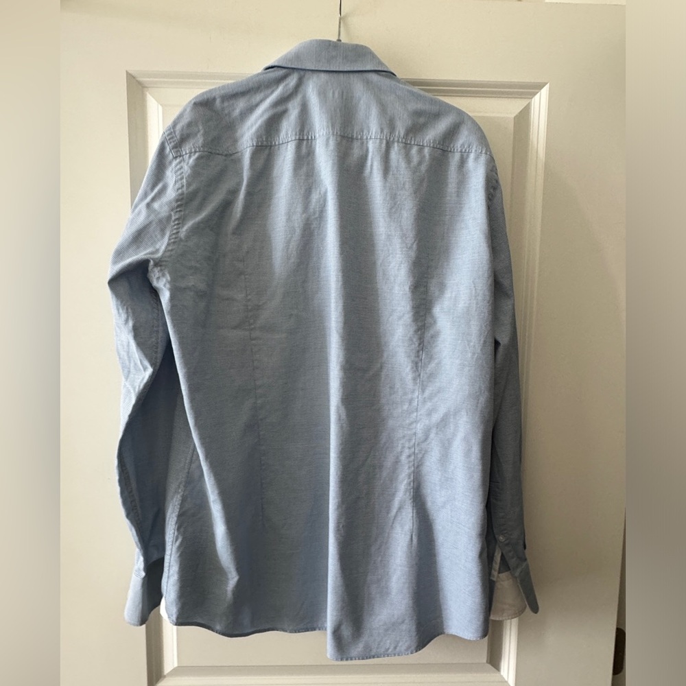 BOSS - Slim-fit shirt in  blue geometric-print Size 42 16 1/2 - Picture 8 of 16